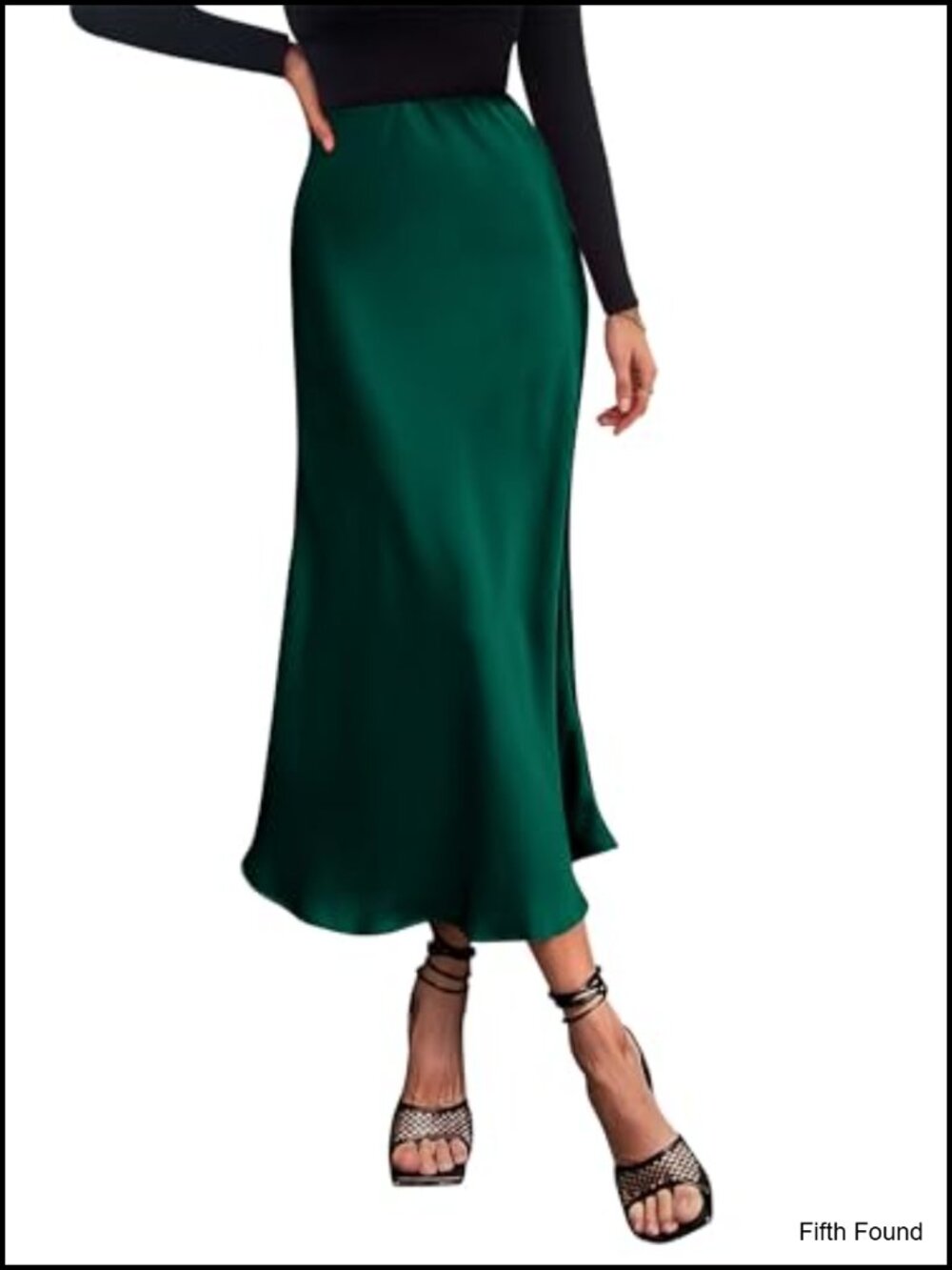 Satin Midi Skirt High Waisted A-Line Flowy Dressy Casual